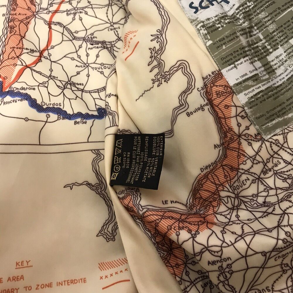 Schott‎ Type A-2 Leather WW2 Flight Jacket With Map Inlay, X Large, Dark Brown. - Picture 12 of 15